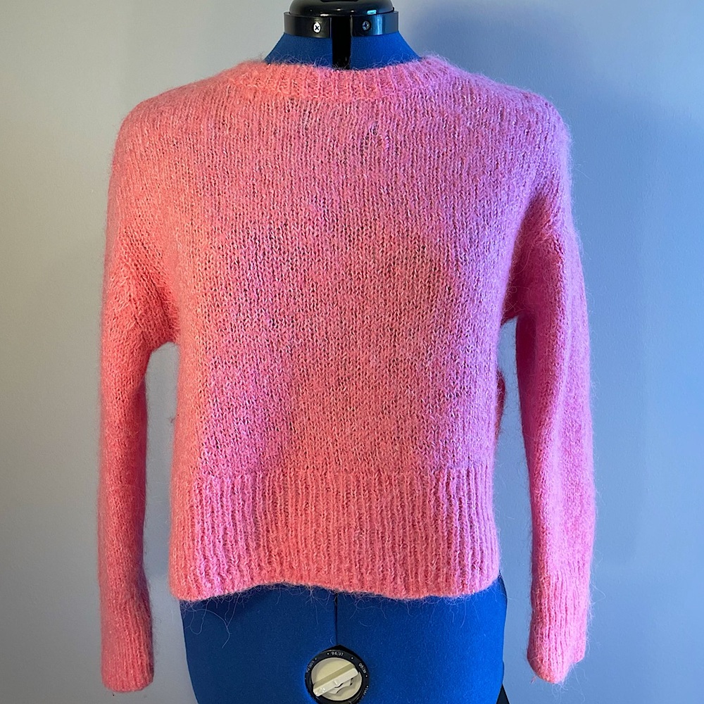 H&M Pink Round Neck Knit Cropped Sweater Wool Alpaca Blend Women’s Small NWOT